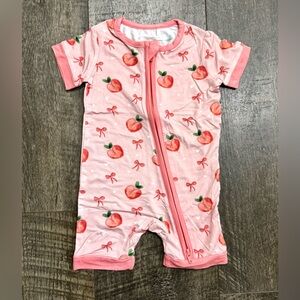 Baby Girl Bamboo Bodysuit Trendy Bow and Peach Print 6-12m
